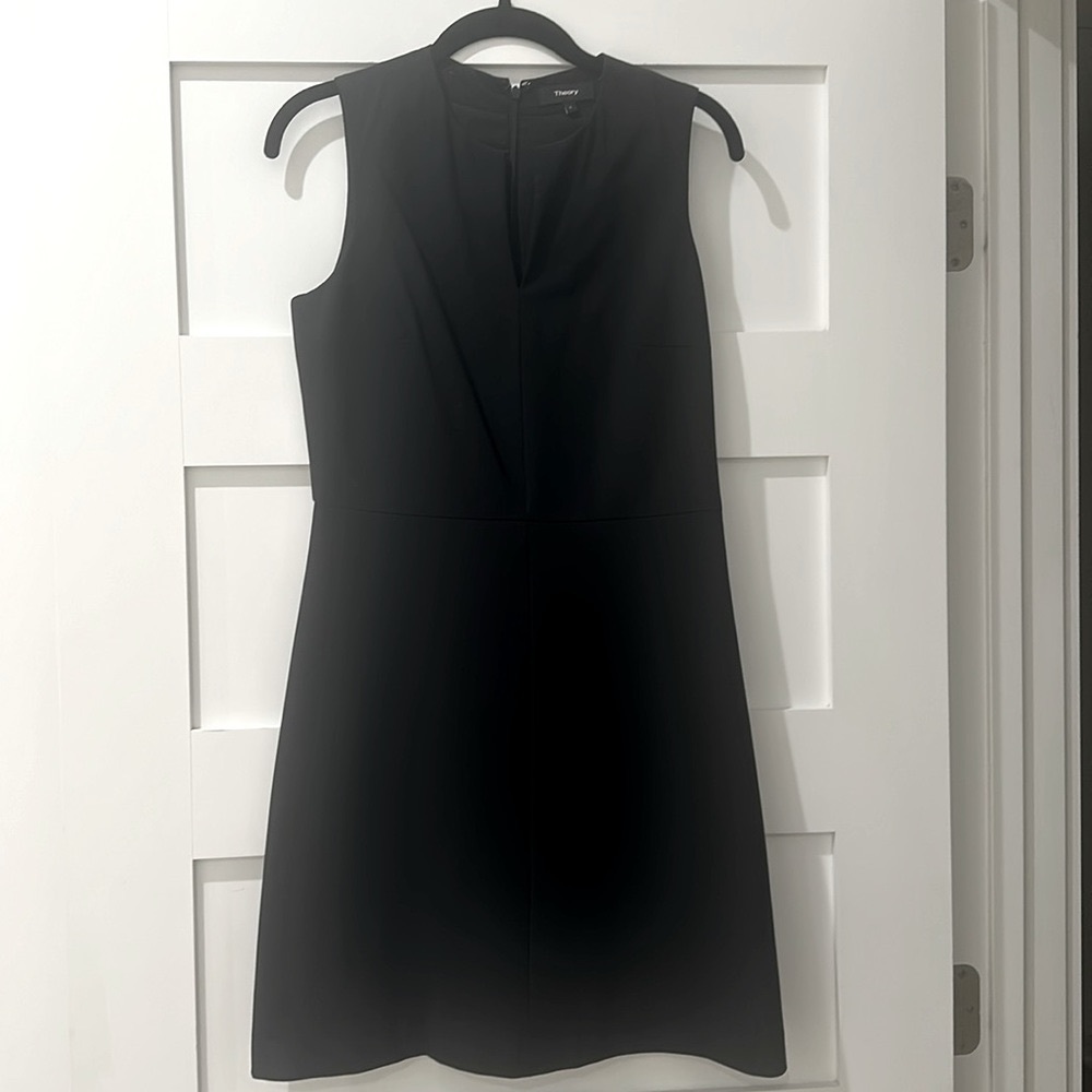Theory Split Front Dress in black
